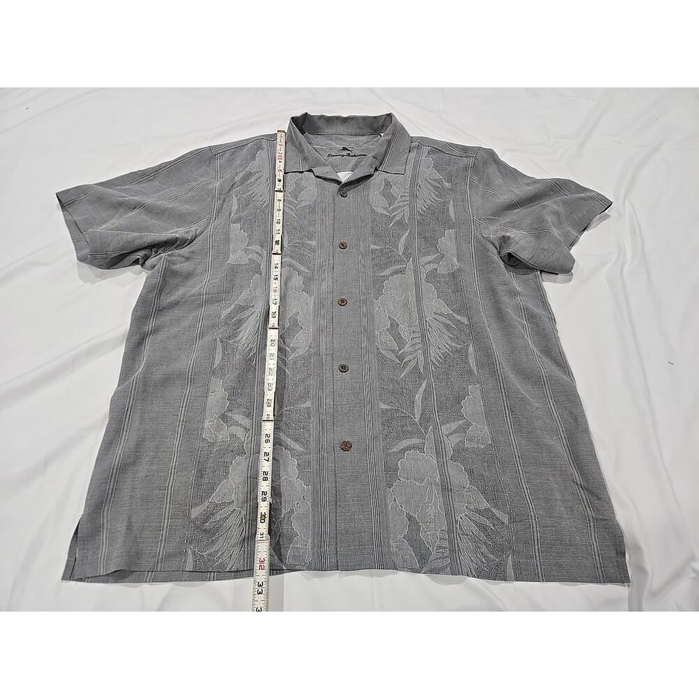 Tommy Bahama 100% Silk XXL tall Gray Floral Pattern